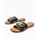 Eva Frutos Γυναικεία Δερμάτινα Σανδάλια 3054 Negro/Oro - Image 4